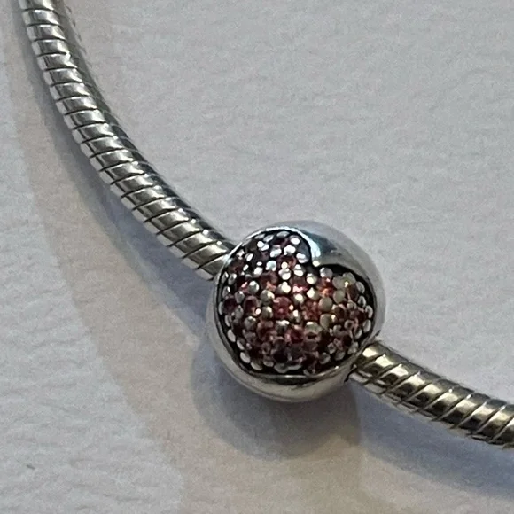 Authentic Pair of Pandora Love of My Life pink pave heart clip charms - Picture 3 of 8